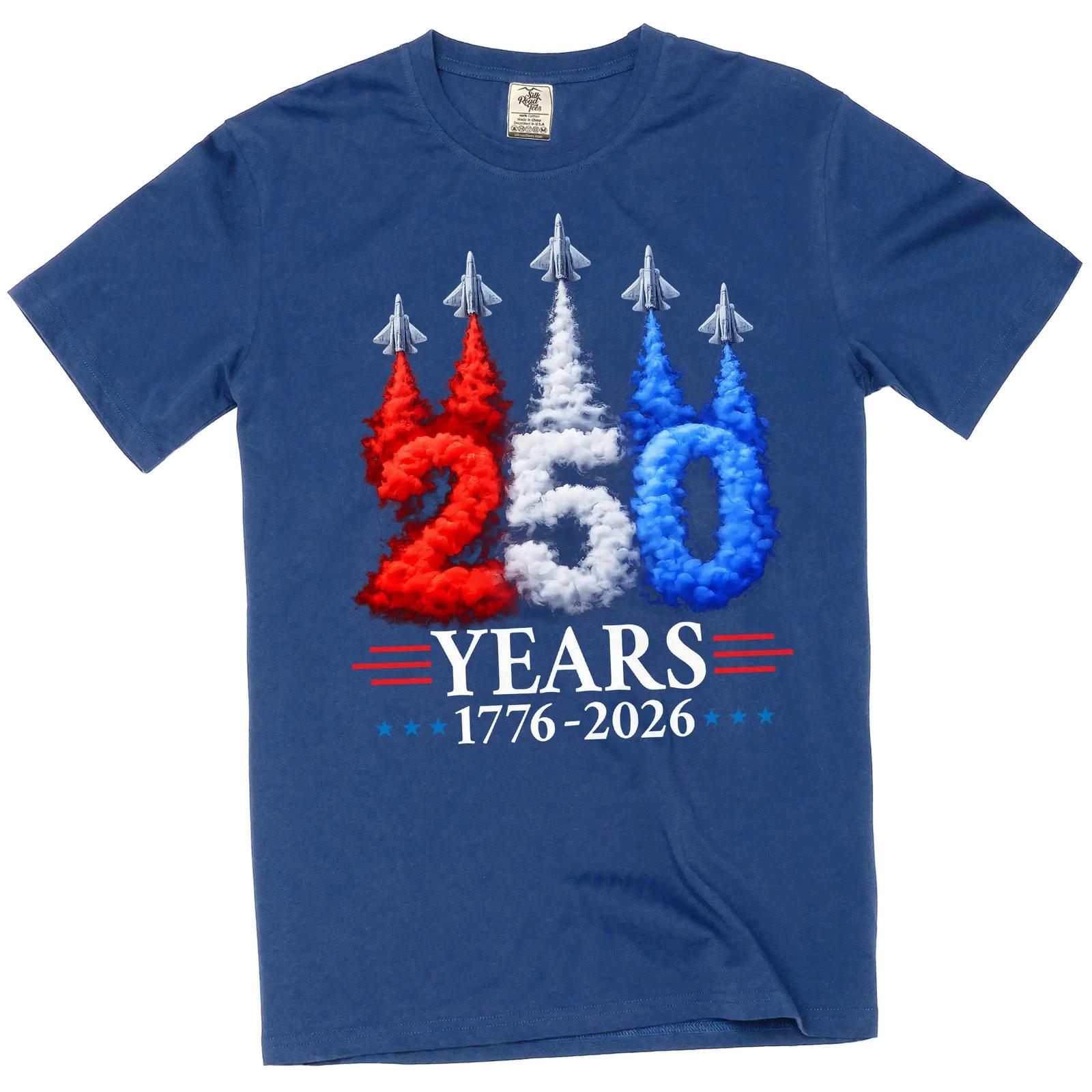 Fourth of July Jet flyover 250th anniversary 1776-2026 T-shirt patriotic USA Tee 2XL