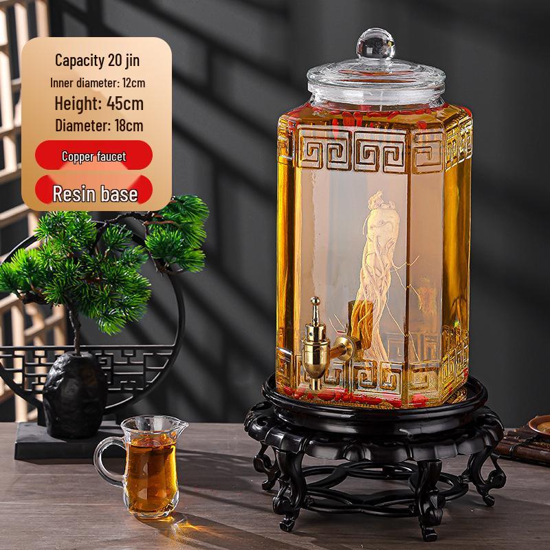 Luxury Sealed Wine & Baijiu Soaking Jar with Faucet for Household Use