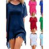 round-Neck Chiffon Tassel V Neck Beach Style Dress