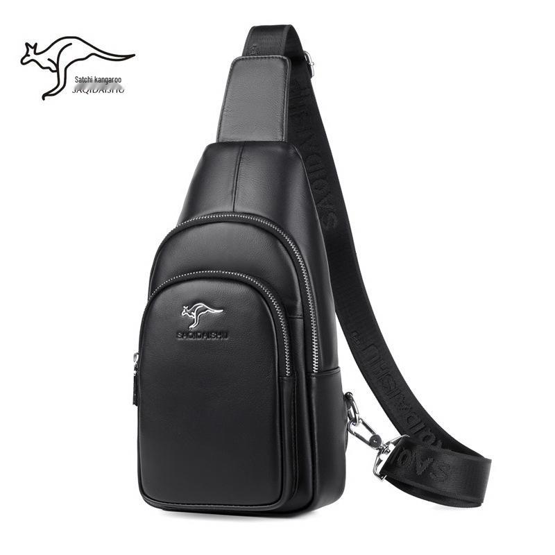 Satchi Męska Torba Crossbody ze Skóry Kangurzej na Klatkę Piersiową - Modny Casualowy Plecak ze Skóry Bydlęcej