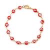 304 Stainless Steel Bracelets Gold Color Link Chain Multicolor Evil Eye Enamel Bracelets For Women Man Gift 19.2cm ,1 Piece