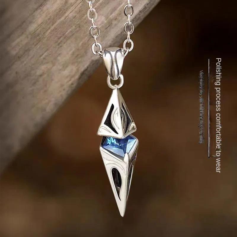 Trendy Men's Starburst 3D Hip-Hop Rhombus Necklace - Niche, Cool, and Handsome Design.