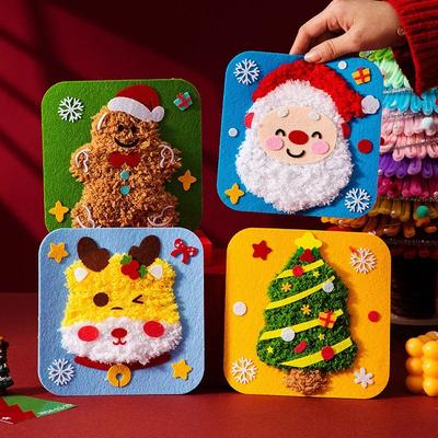 Weihnachten Kinderhandwerk Filz Nähen Spaß Einfädeln Malen Pädagogische DIY-Materialien Kleine Geschenke Cartoon Weihnachtsmann Ornamente