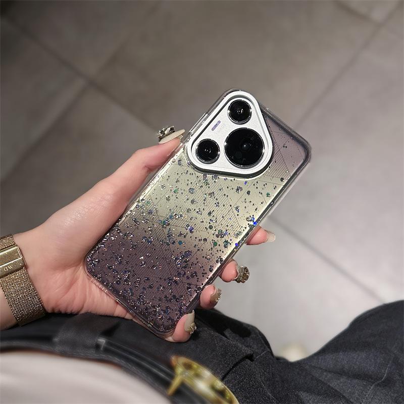 Gjelder Huawei Pura70Pro Epoksy gradvis endring glitter ins mobiltelefondeksel Mate60 gjennomsiktig avansert følelse beskyttelsesdeksel