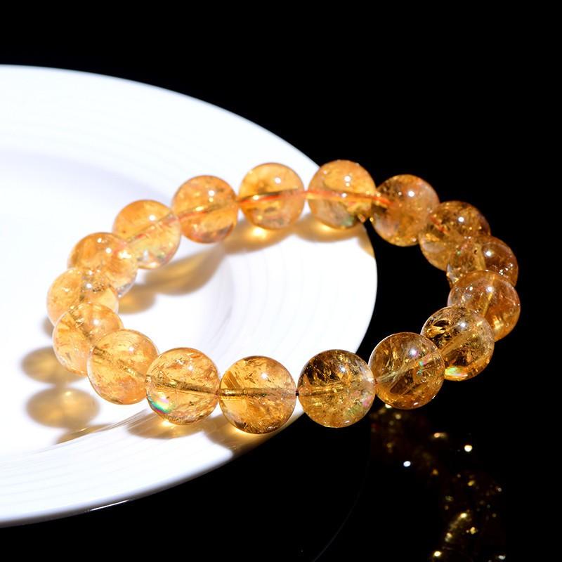 Natural Citrine Crystal Bracelet Handmade Geometric Beaded Jewelry Men Women Luck Wealth Charm