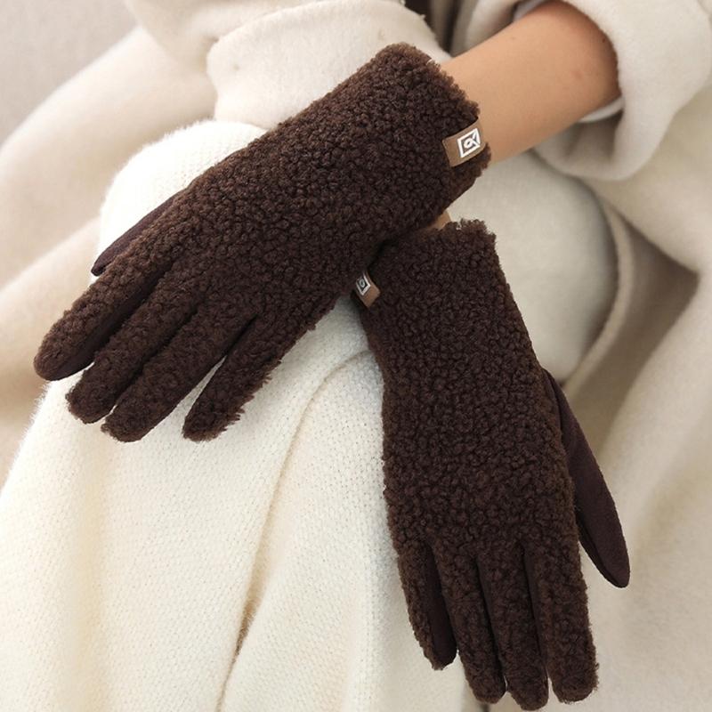 Thermals Gloves For Women Soft Faux Shearling Lined Winter Gloves Cold Weather Outdoor Activity Cycling Skiing