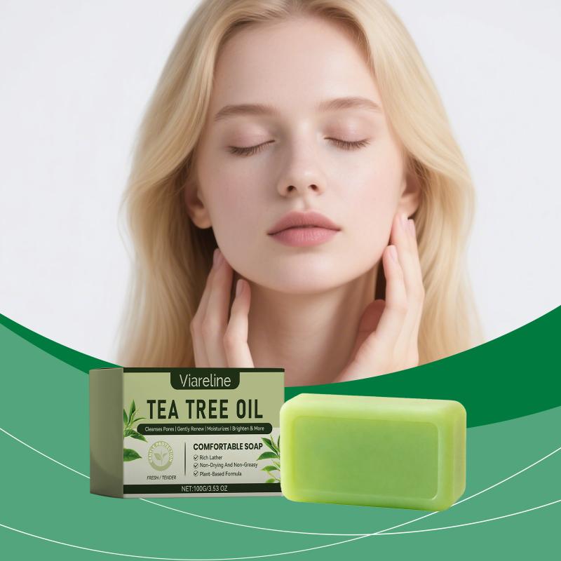 Tea Tree Essential Oil Soap Clean Exfoliating Lighten Dark Spot Whitening Skin Firm Oil Control Face Handmade Soap