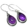 Natural Amethyst Gemstone Handmade 925 Solid Sterling Silver Earring 1.25" T2c46