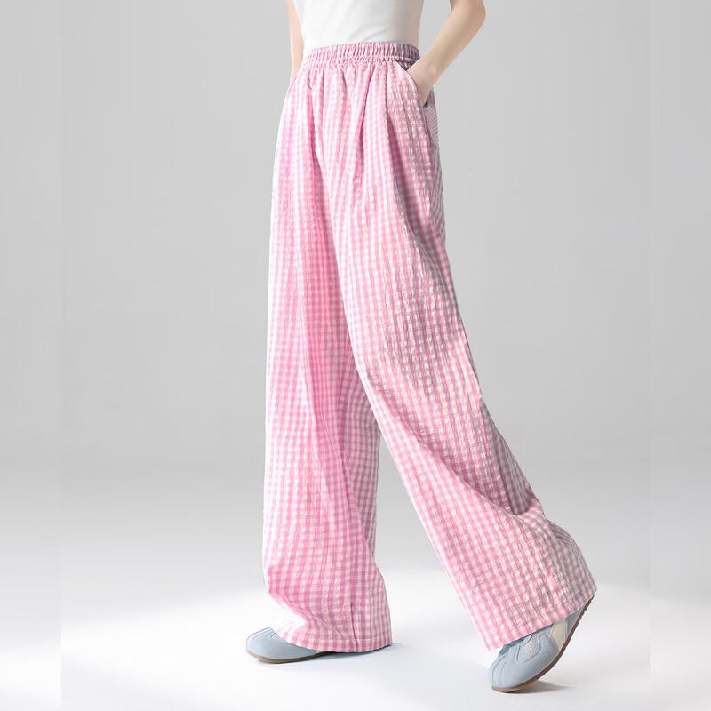 unifree Women's Pink Lightweight Relaxed Wide-Leg Pants