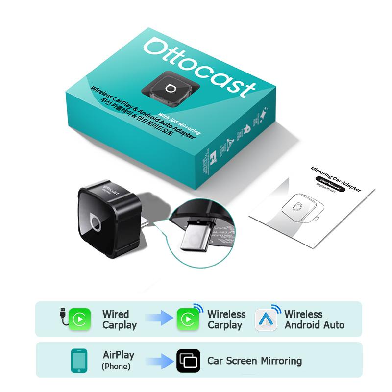 OTTOCAST MINI AIR Cube 4.0 Wireless CarPlay Android Auto 3 In 1 Adapter Screen Mirroring Car Accessories for Youtube Tiktok Hsgql22 Lmjp0