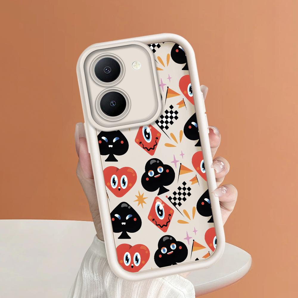 Soft Silicone Square Ladders Cartoon Pattern Full Cover Camera Protection Shockproof Case for iPhone Infinix Tecno Vivo
