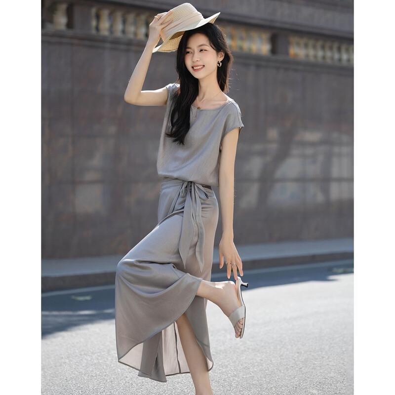 Women's Minimalist Summer Flutter Sleeve Top & Skirt Set
