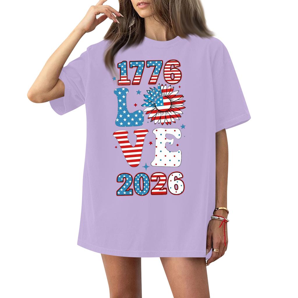 Women's Round Neck Printed Short-sleeved T-shirt Top