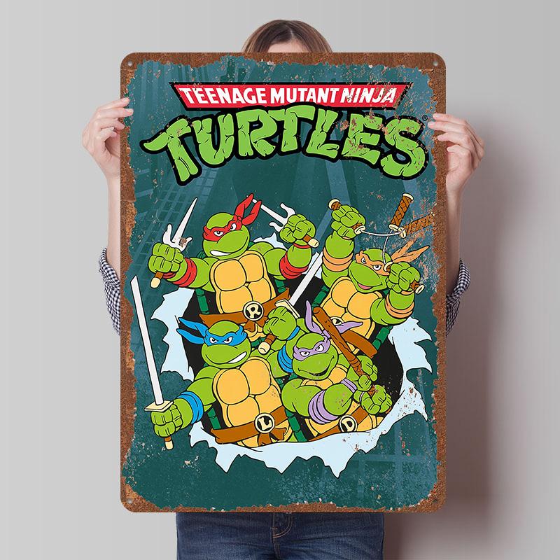 TMNT Tinplate Posters Customizable Wall Art Retro Vintage Metal Tin Signs for Bedroom Decoration Gaming Home Decor Accessories