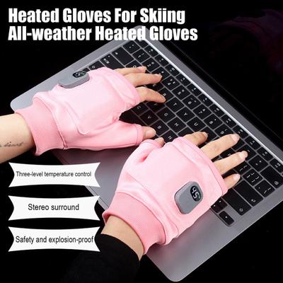 USB Beheizte Handschuhe mit Digitalanzeige Tragbare Smarte Thermostatische Elektrische Beheizte Fingerlose Handschuhe Handwärmhandschuhe