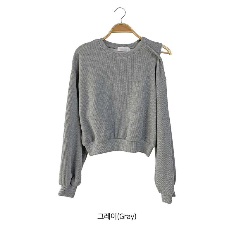 New Arrivals Open Run Women Loose Fit Long Sleeve Sweatshirt Shoulder Cut Ribbed