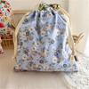 Portable Organizer for Underwear Socks Bra Cotton Makeup Bag Travel Drawstring Bags Ins Flower Print Clothes Cosmetic Bags