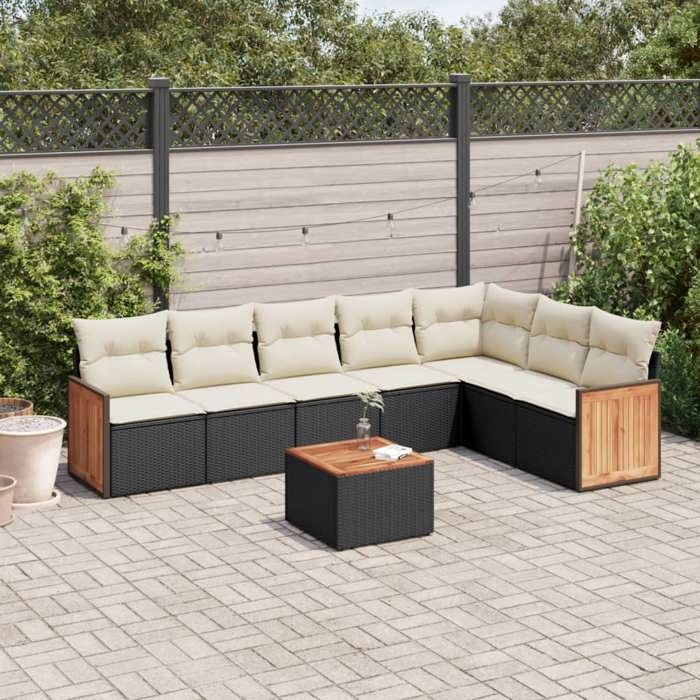 VidaXL Garden Lounge Set with Cushions 8 Pcs, Patio Sofas, Patio Furniture Set, Outdoor Furniture, Black 3227715
