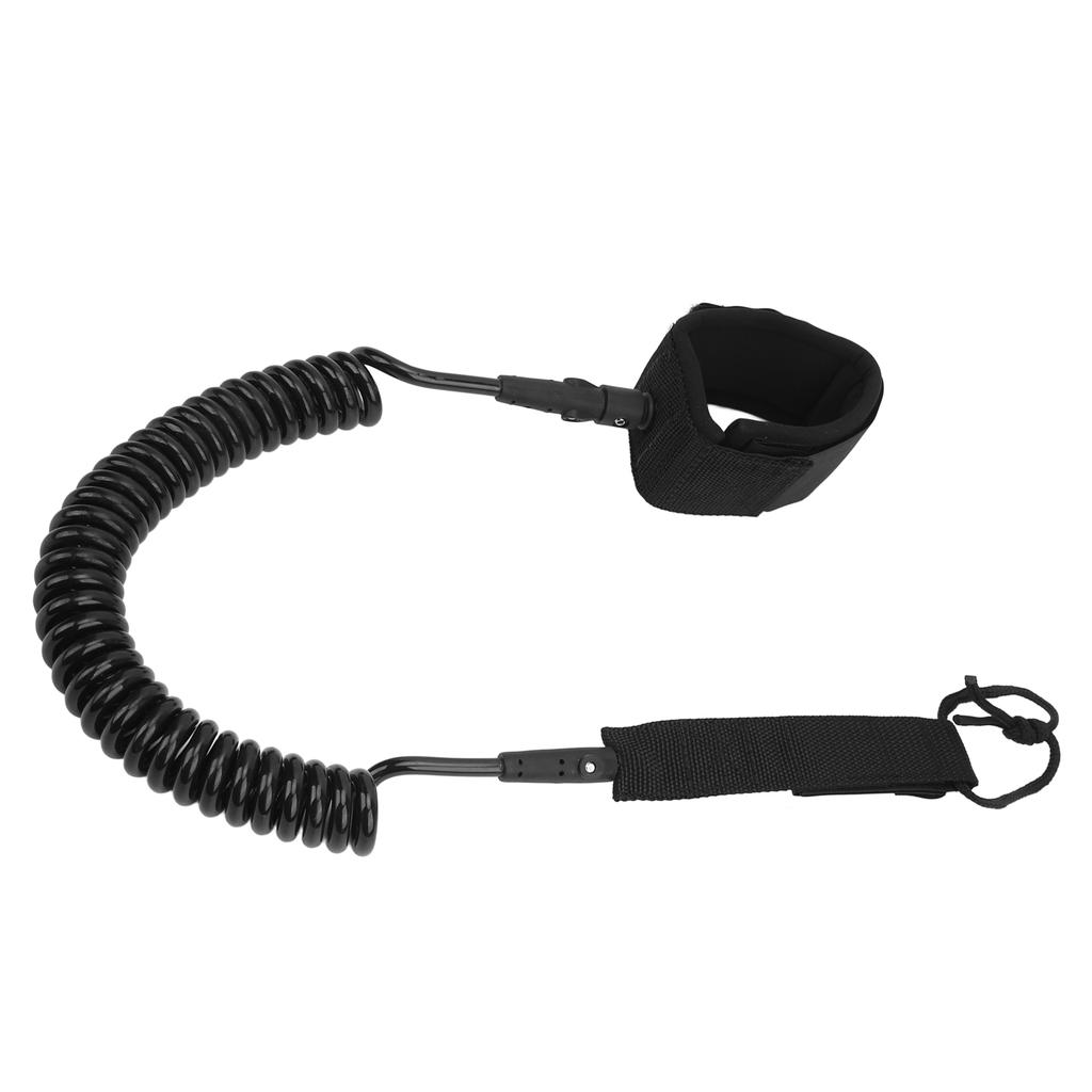 Surfboard Leash High Elasticity TPU Black Adjustable Coiled Surfing Leg Rope for Paddleboards Longboards