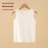 Kids' Fleece-Lined Seamless Winter Vest, Sleeveless White Camisole T-shirt with Belly Protection for Boys and Girls
