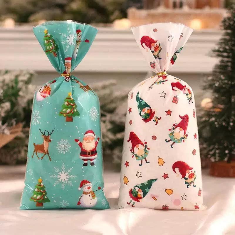 WTEMPO Christmas Festival Series Printed OPP Gift Bags Santa Claus Pattern Bundle Bags Holiday Mini Souvenir Storage Bags