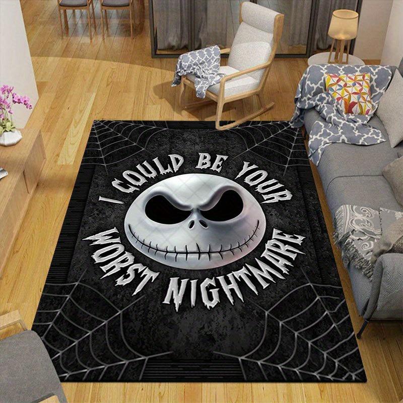 1pc Disney Jack Skellington Pattern Carpet Area Rug Non-slip Carpet Hand Washable Floor Mat Suitable For Living Room Bedroom Home Decor