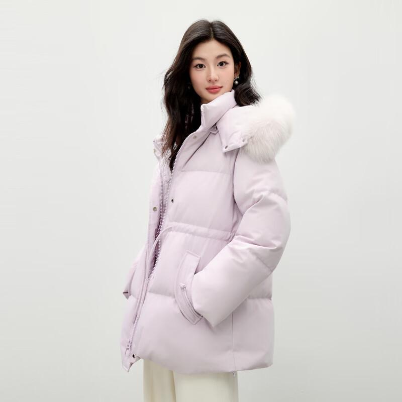 Qiushui Yiren Winter Hooded Down Jacket with Detachable Fox Fur Collar