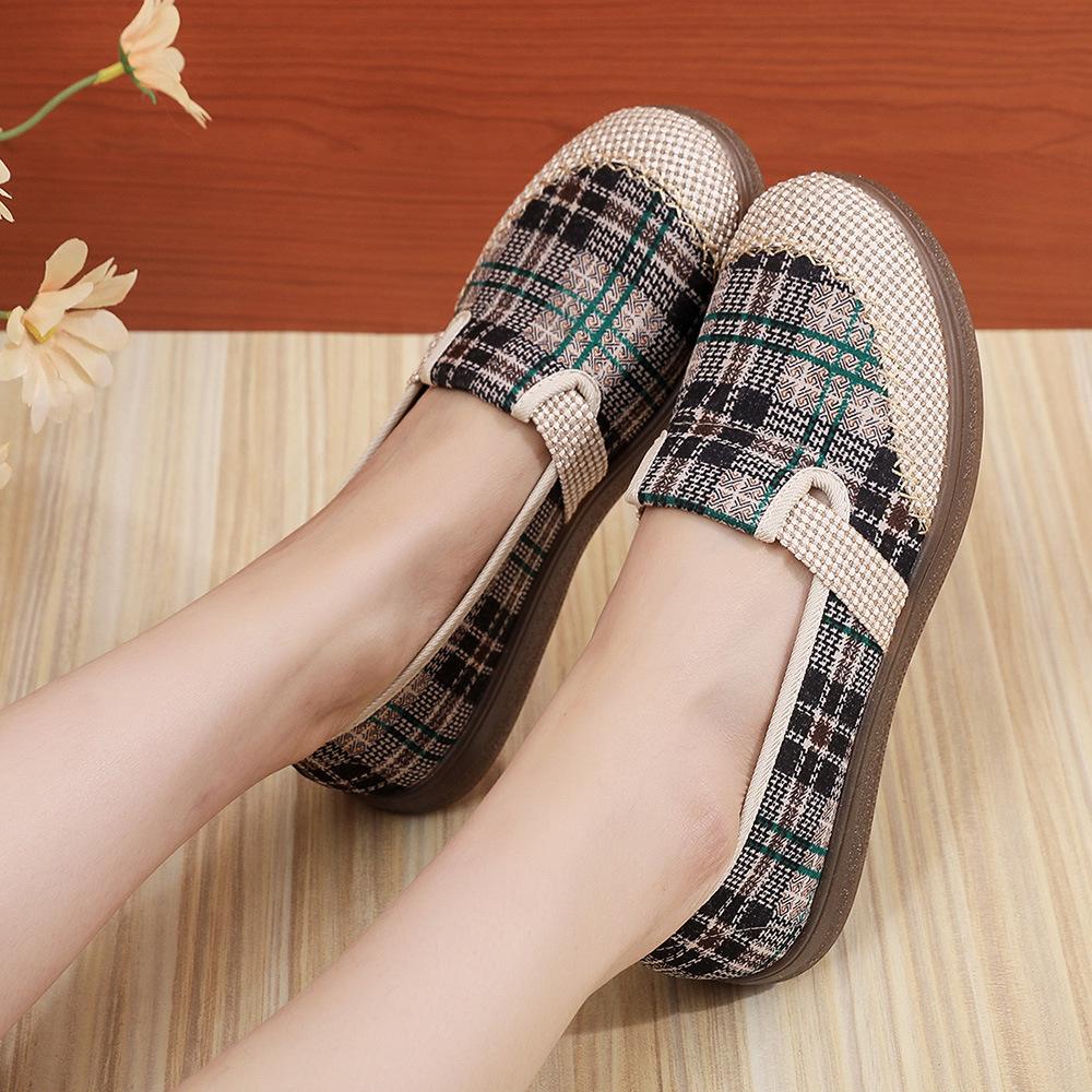 Cloth shoes women's retro woven mother shoes linen fisherman shoes flat-soled single shoes women's non-slip soft sole