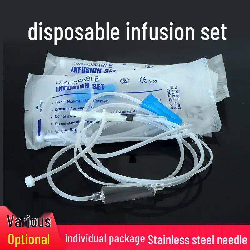 Disposable Veterinary IV Infusion Set with Drip Injection Tubing and Needle