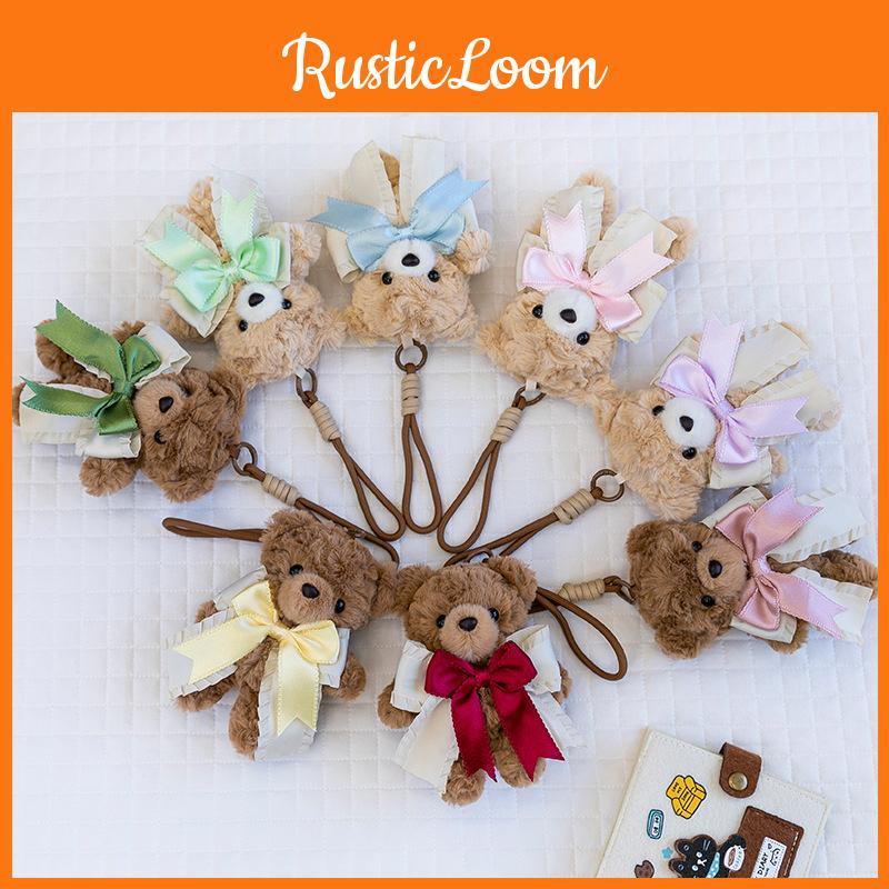 Teddy Couple Cute Bear Keychain Adorable Plush Bear With Bow Tie Decoration