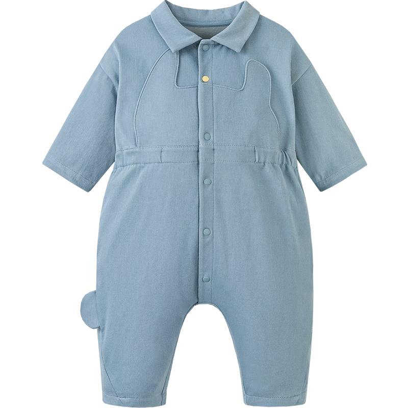 Mini Balabala Kids Denim-Style Long-Sleeve Romper 90