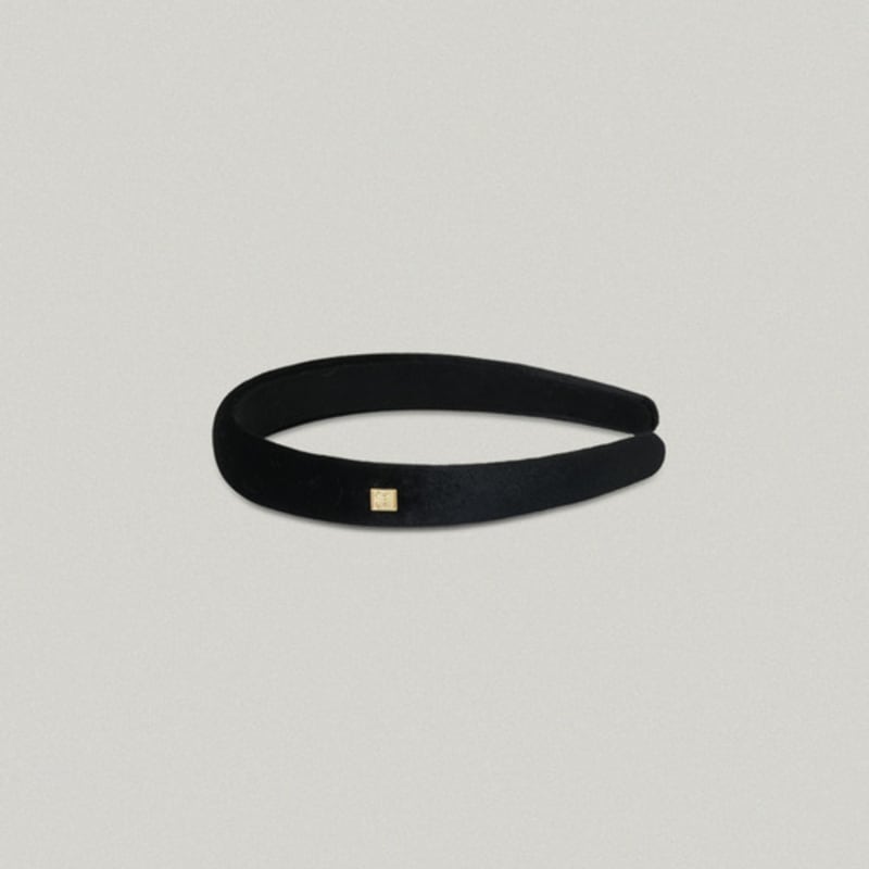 FOLNUA SQUARE LOGO VELVET HAIRBAND (2CM) [black]