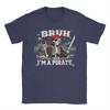 Bruh Im A Pirate Spooky Skeleton Halloween Costumes T-Shirt Beach  Harajuku T-Shirts Men Cotton Comfortable Plus Size Top Tees