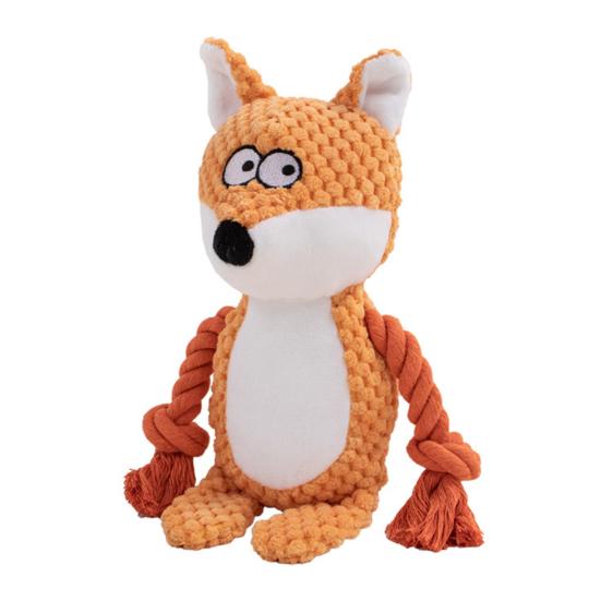 Plyšová pískací hračka pro psy, plyšové zvířátko, měkká plyšová zvířátka s lanovými nohami, hračka na prořezávání zubů pro štěňata, pro agresivní hlodavce