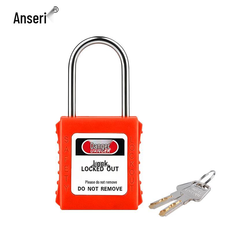 Ansafery Engineering Safety Padlock 38x4mm Thin Shackle, Unique Key Type