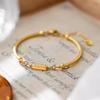 Gold Plated 18K Chinese Style Round Bead and Bar Bracelet for Women