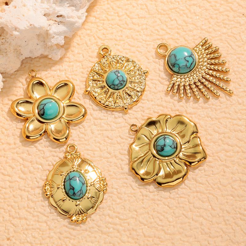 Turquoise Bohemian Natural Stone Necklace Pendant Charm Clavicle Chain