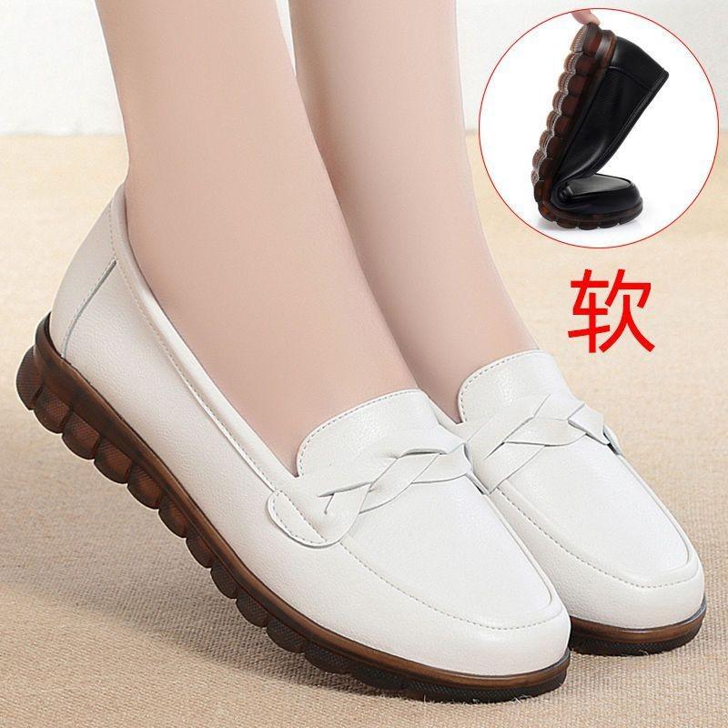 2025 new soft-soled casual women's shoes cowhide single shoes flat-soled non-slip mother shoes women's leather shoes 2025 direct sales