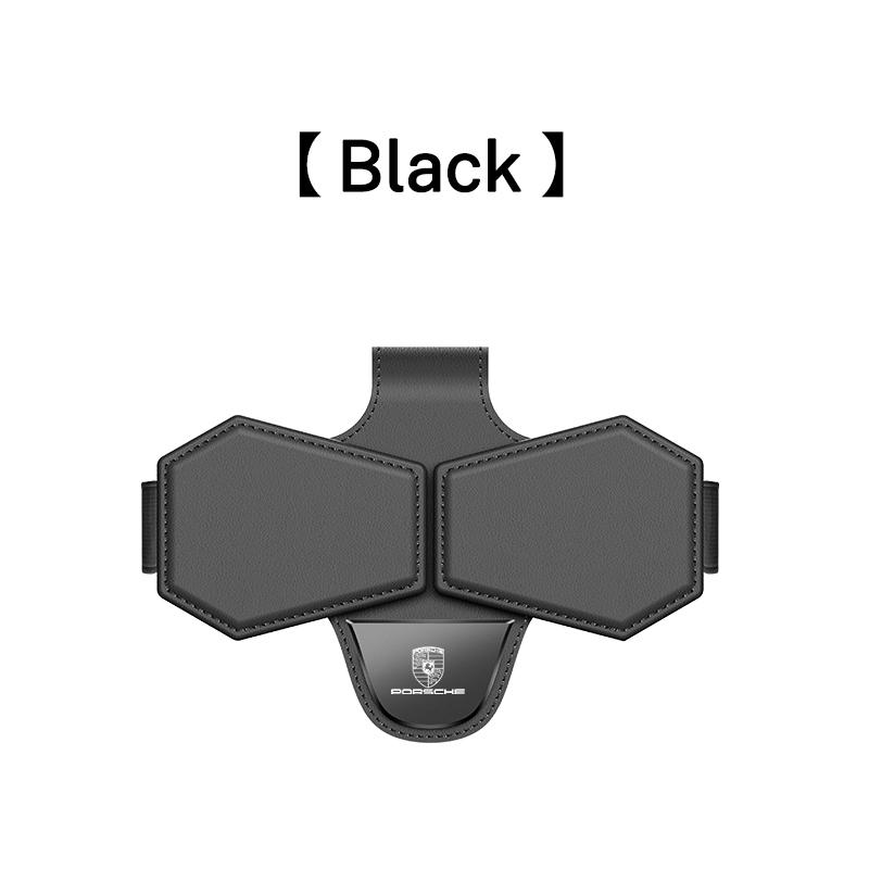 

Кожаный зажим для солнцезащитного козырька автомобиля, держатель для хранения очков, солнцезащитных очков, карт для Porsche 911 918 928 944 968 Boxster Cayenne Macan Panamera чёрный