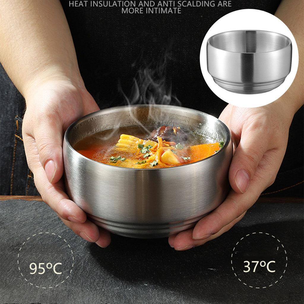 304 Stainless Steel Bowls Double Layer Multipurpose Seasoning Soup Salad Serving Home Restaurant