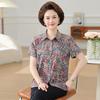 Mom's Mulberry Silk Floral Shirt - Short-Sleeve, Loose Fit for Mid-Aged Women