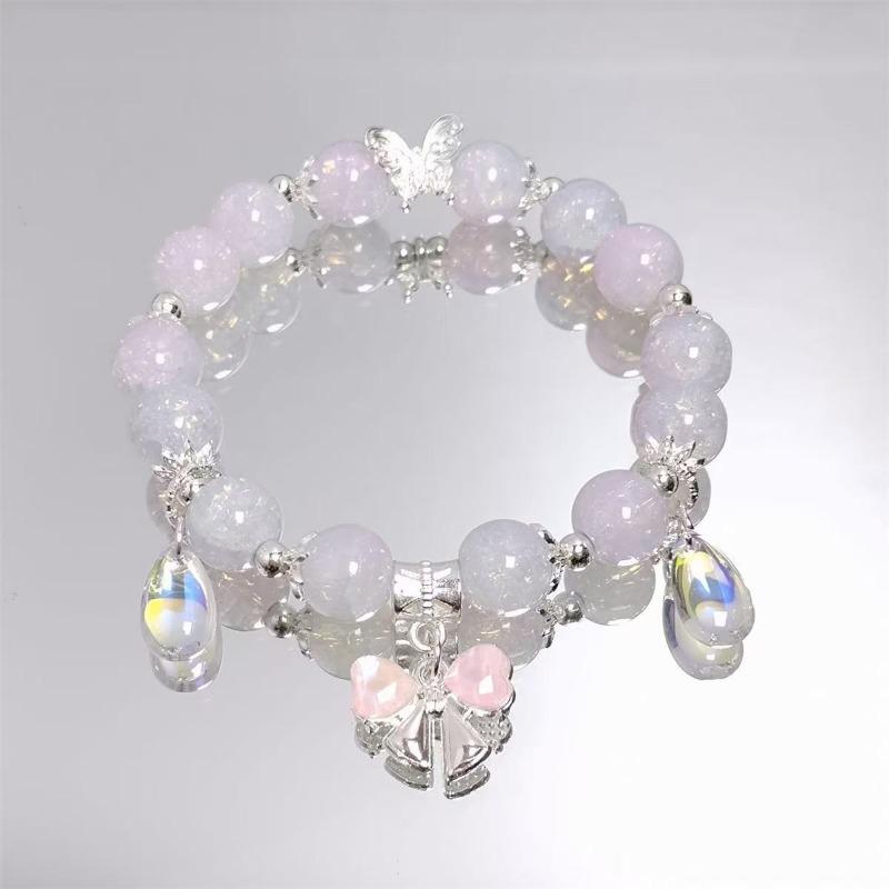 

Colorful Crystal Beaded Bracelet - A Sweet and Niche Design That Is Versatile and Extremely Fashionable. A Perfect Hand Accessory. розовый