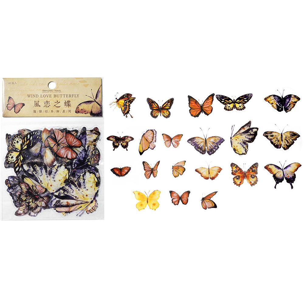 40Pcs/Bag Colorful Butterfly Stickers PET Transparent Decorative Epoxy Resin Fillings for DIY Epoxy Resin Crafts Book Decor
