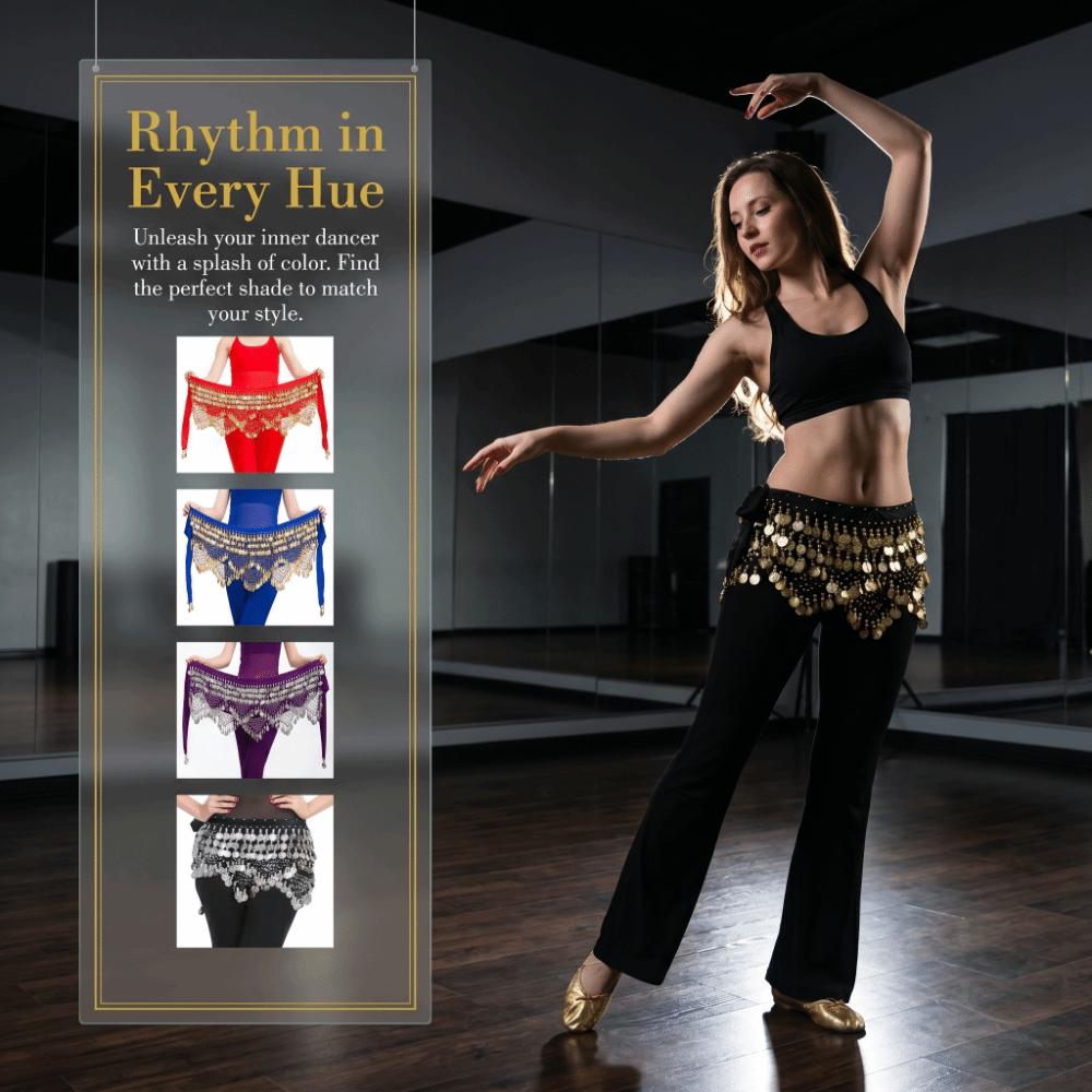 Creative Belly Dance Waist Chain Glitter Sequins Bellydance Coins Belt  Dance Costume