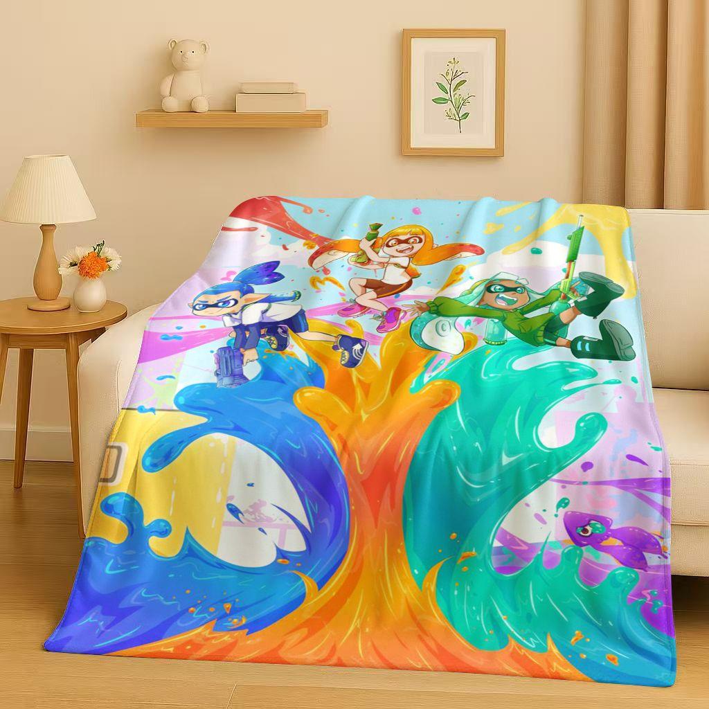 HD Splatoon Game Cartoon Flannel Blanket,Ultra Soft Warm Plush Throw for Home Bedroom Bed Sofa Cover Office Travel Picnic Kids