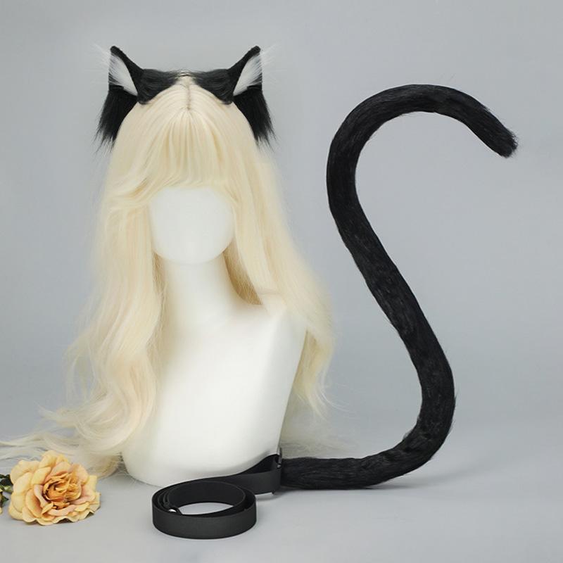 Archi Handwerk NEKOPARA Vanilla Pluche Hoofdband Staart Meisje Witte Kattenoren Pluche Hoofddeksel Dier Vachtpak Cosplay Performance Props One Size