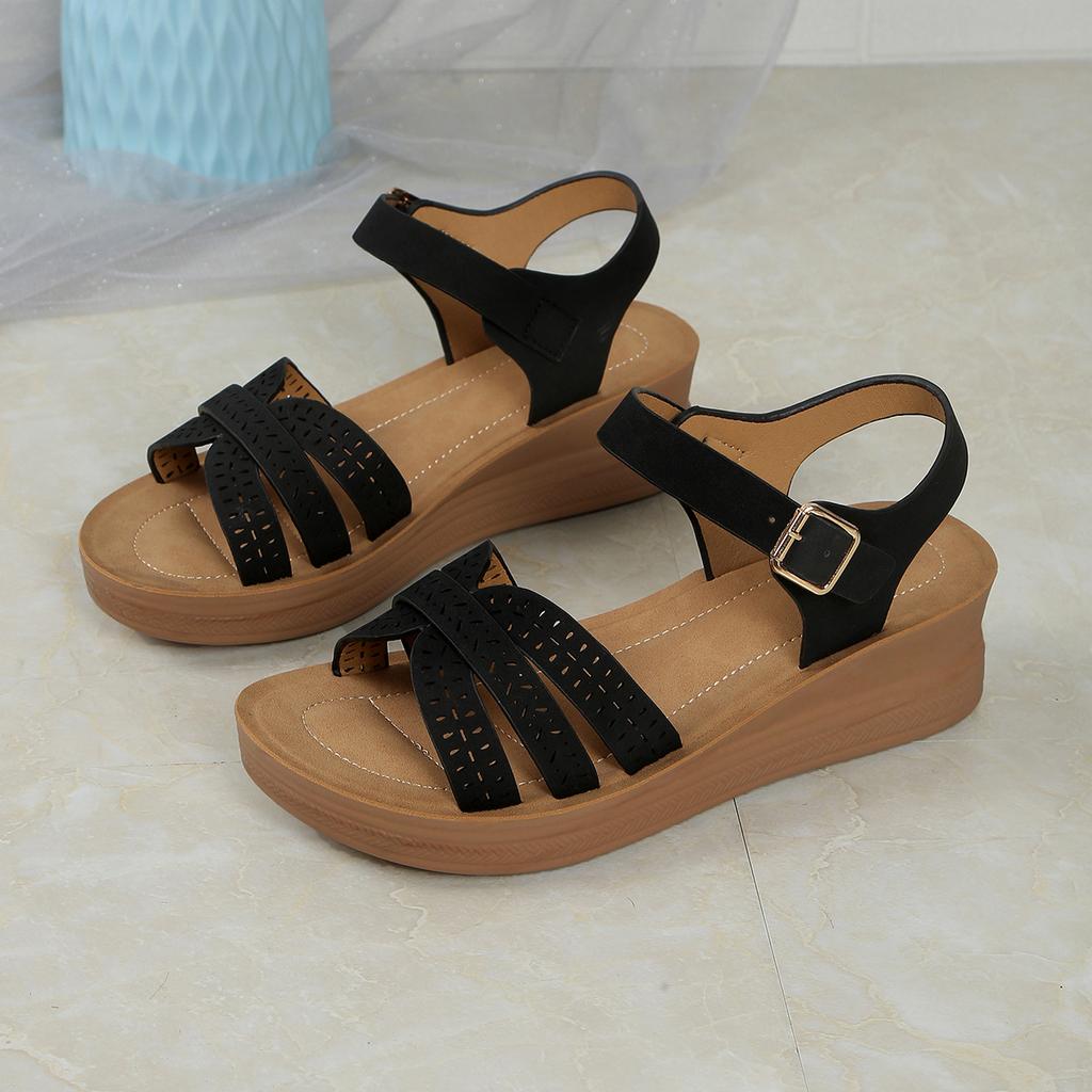 Fashion Women Vintage Roman Sandals Summer Walking Fish Mouth Soft Sole Fashion Open Toe Platform Comfortable Women Shoes