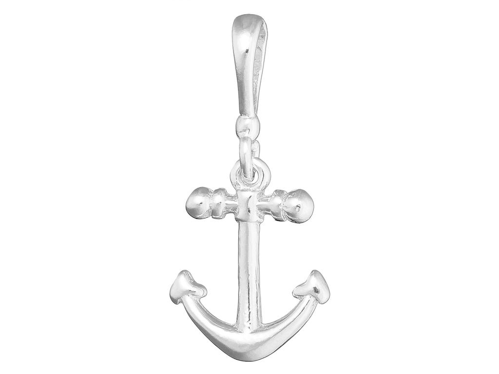 Short Silver Nautical Women' Anchor Necklace, 42cm