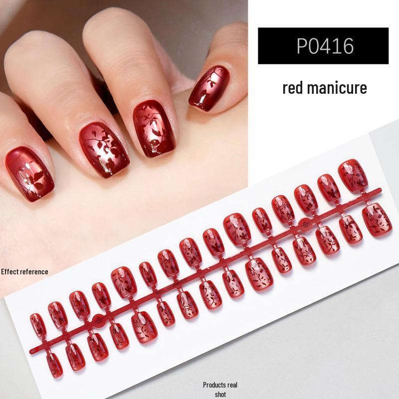 Festive Koi Lucky Red Cat Eye Wearable Nails - 30-Piece Set for New Year & Spring Celebrations