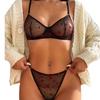 Ny hot-selling flokket hjerteformet dameundertøy ultratynn perspektiv blonder sexy stålring samlende BH